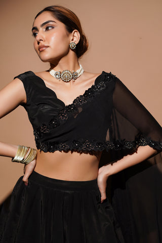 Black Cutwork Lehenga Set