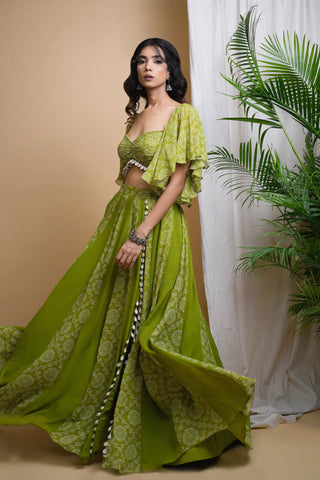 Green Kaudi Digital Print Indo  Set