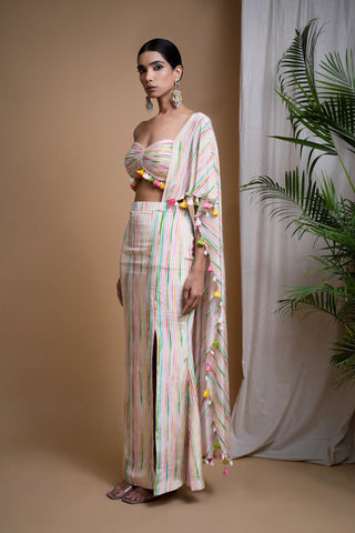 Stripes printed draped set