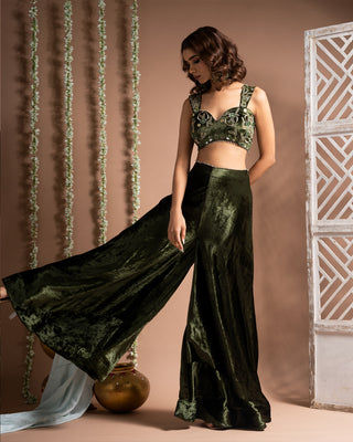 Green velvet indo palazzo set