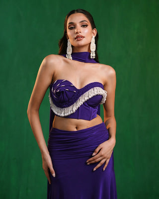 Royal purple drape corset indo skirt