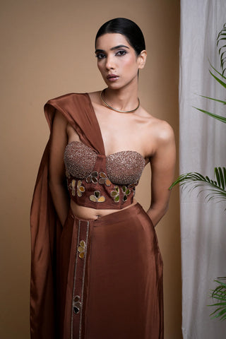 Rustic brown corset drape set