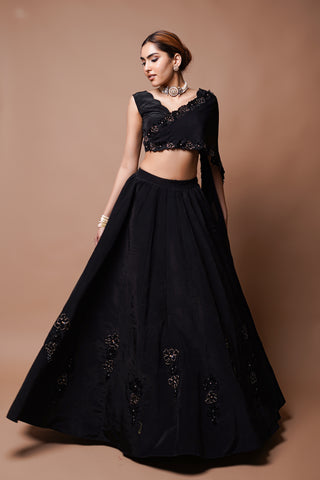 Black Cutwork Lehenga Set
