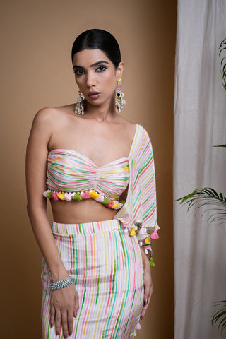 Stripes printed draped set