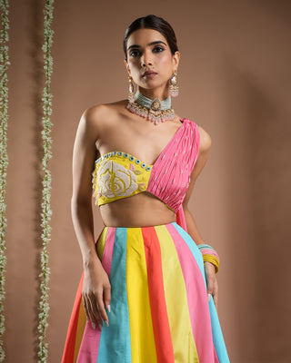 Horse print one shoulder lehenga set
