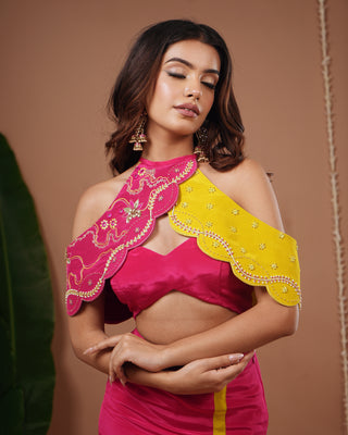 Rani-Yellow Halter Neck Skirt Set
