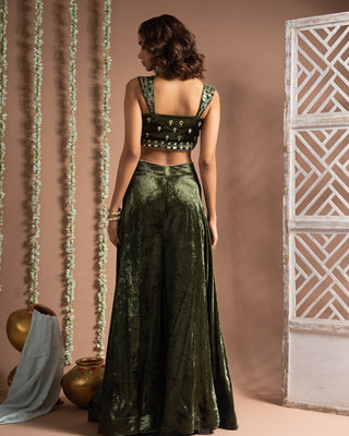 Green velvet indo palazzo set