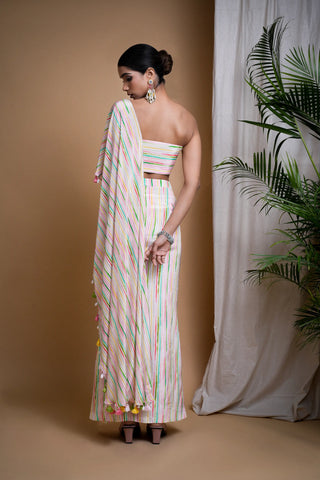 Stripes printed draped set