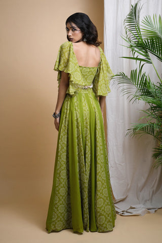 Green Kaudi Digital Print Indo  Set