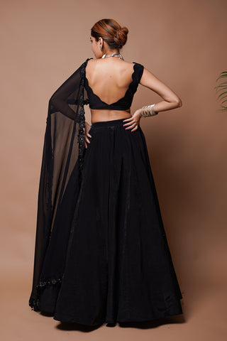 Black Cutwork Lehenga Set