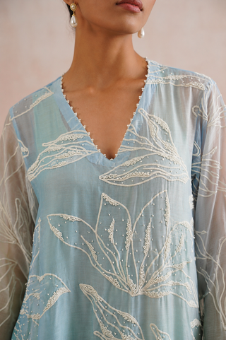Mul chanderi ombre embroidered dress