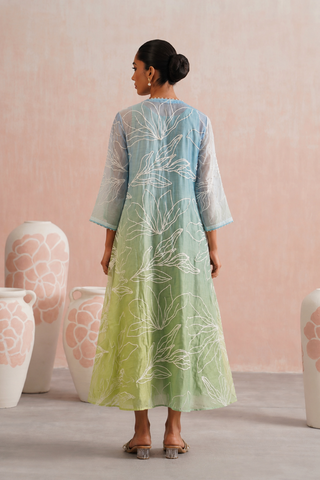 Mul chanderi ombre embroidered dress
