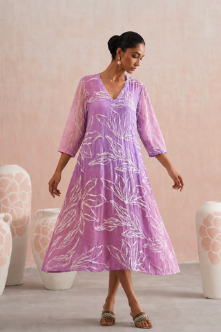 Mul chanderi ombre embroidered dress