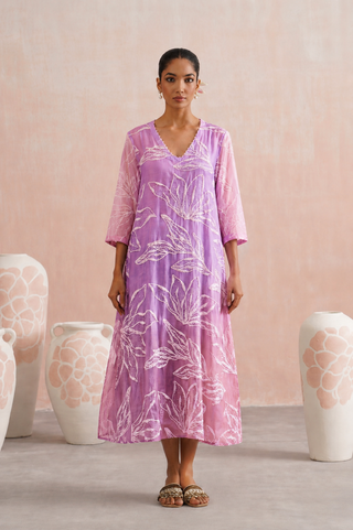 Mul chanderi ombre embroidered dress