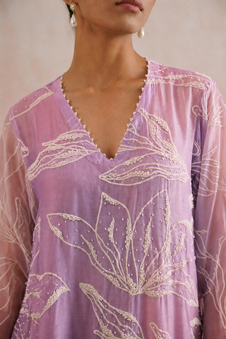 Mul chanderi ombre embroidered dress