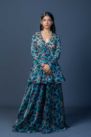 Midnight Peacock Peplum Ensemble