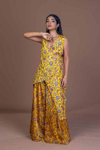 Sunlit Drape Layered Kurta with Palazo Coord Set