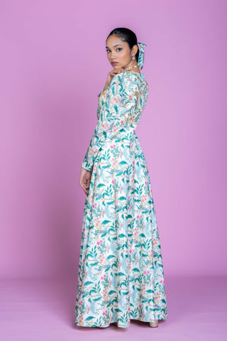 Ivory Serenade Embroidered Anarkali Gown Set