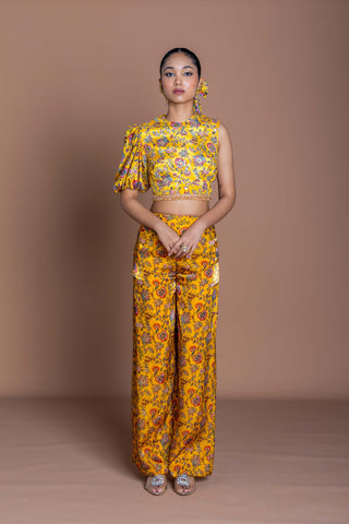 Marigold mirage Crop top with pants Coord set
