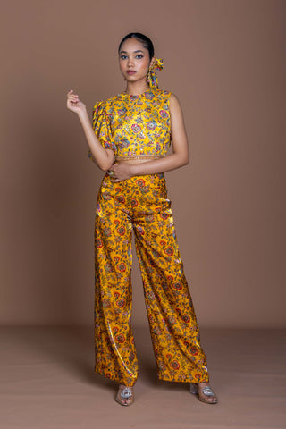 Marigold mirage Crop top with pants Coord set