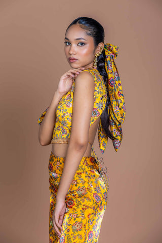 Marigold mirage Crop top with pants Coord set