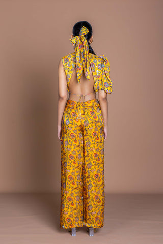 Marigold mirage Crop top with pants Coord set