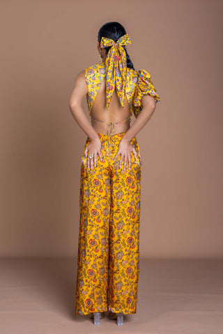 Marigold mirage Crop top with pants Coord set