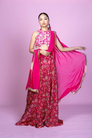 Floral Fiesta Crop top Lehenga skirt
