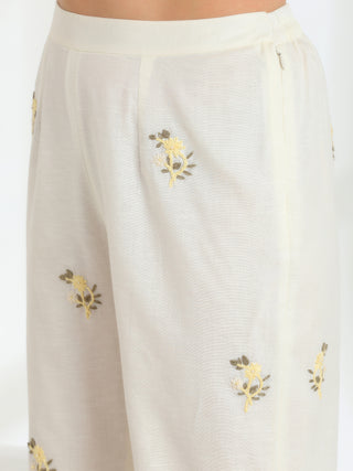Butter Bloom yellow Hand Embroidered French lace Linen Cotton co-ord set