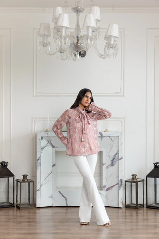rose pink full lace shirt