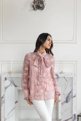 rose pink full lace shirt