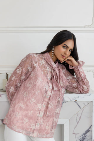 rose pink full lace shirt