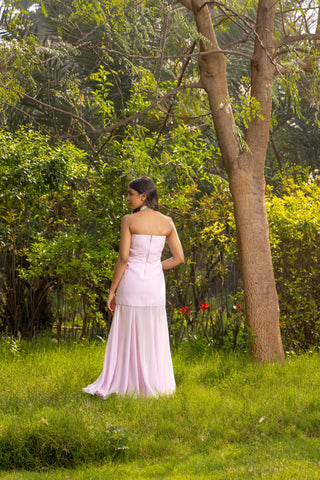Wisteria Hand embroidered French lace Chiffon Silk long Dress