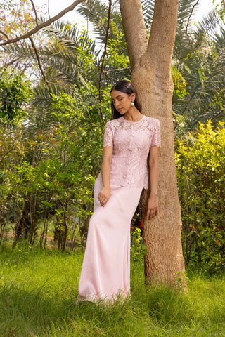 Azurea French lace Satin Dress