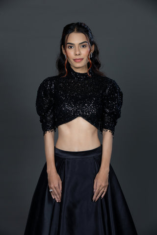 Classic black Madrid skirt blouse set