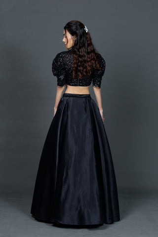 Classic black Madrid skirt blouse set