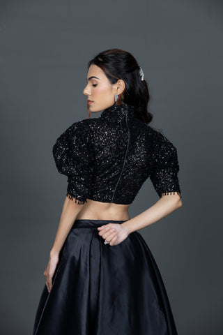 Classic black Madrid skirt blouse set