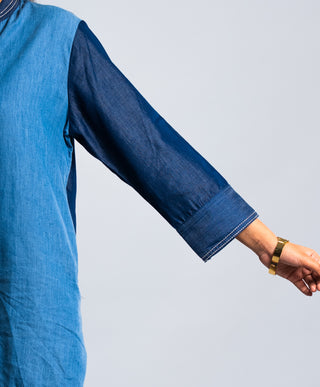 Dual Tone Denim Co-ord Set with Minimal Stitch Detailing