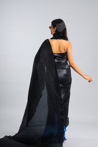 Midnight Sapphire Ruffled Saree