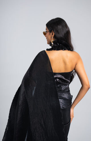 Midnight Sapphire Ruffled Saree