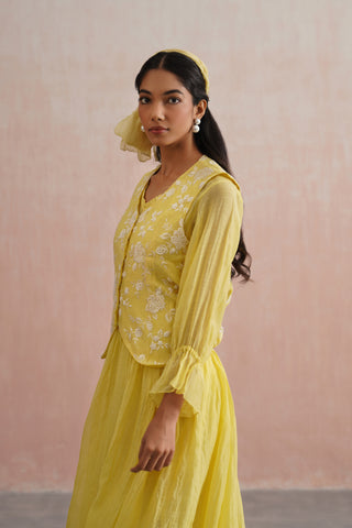 Lemon Yellow Mul chanderi dress