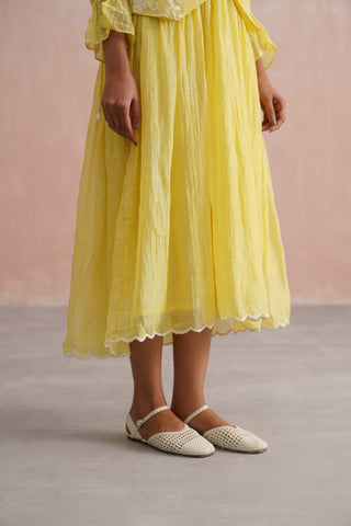 Lemon Yellow Mul chanderi dress