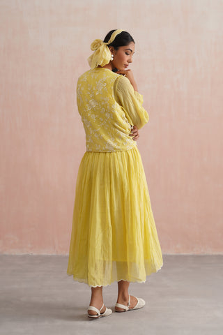 Lemon Yellow Mul chanderi dress