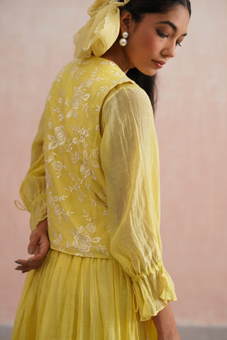Lemon Yellow Mul chanderi dress