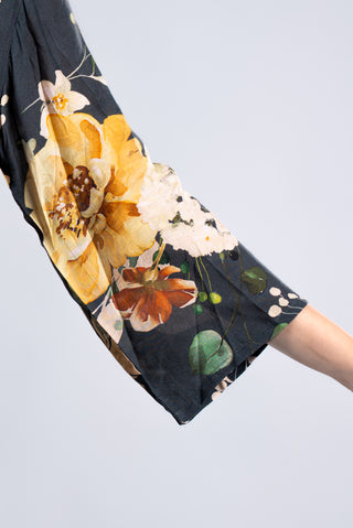 Midnight Black Floral Printed Kurta Set