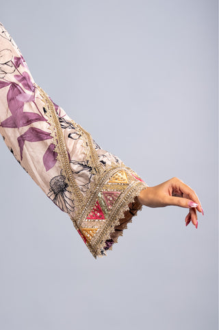 Soft Beige Floral Kurta Set