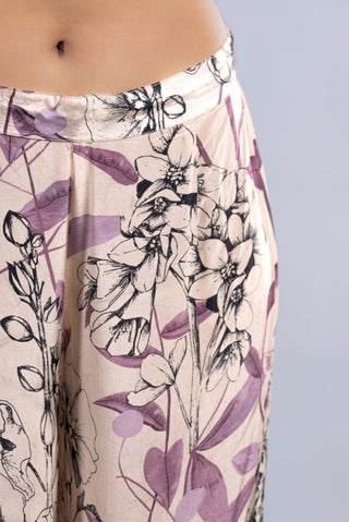 Soft Beige Floral Kurta Set