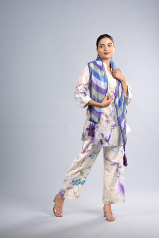 Beige Floral Print Co-ord Set