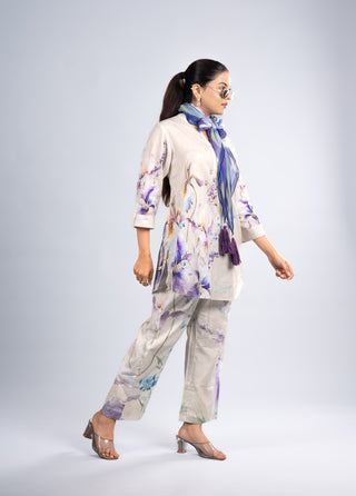 Beige Floral Print Co-ord Set