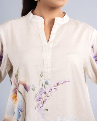 Beige Floral Print Co-ord Set